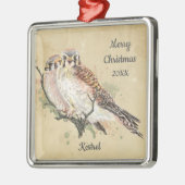 Aangepaste kersttasje met Waterverf, valk Metalen Ornament (Links)