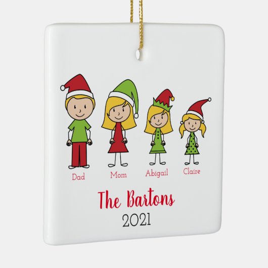 Aangepaste kersttekenserie op maat keramisch ornament (Rechts)