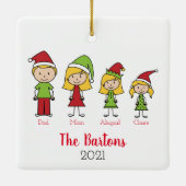 Aangepaste kersttekenserie op maat keramisch ornament (Achterkant)