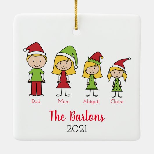 Aangepaste kersttekenserie op maat keramisch ornament (Achterkant)