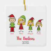 Aangepaste kersttekenserie op maat keramisch ornament (Voorkant)