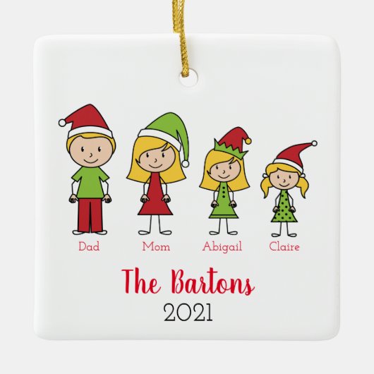 Aangepaste kersttekenserie op maat keramisch ornament (Voorkant)