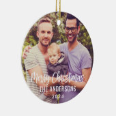 Aangepaste kersttijdfoto Modern Merry-kerstscript Keramisch Ornament (Rechts)