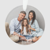 Aangepaste kersttijdfoto Modern Merry-kerstscript Ornament (voorkant)