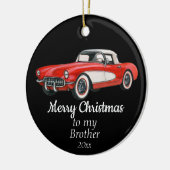 Aangepaste kersttintage auto-breder keramisch ornament (Links)