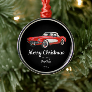 Aangepaste kersttintage auto-breder metalen ornament