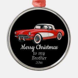 Aangepaste kersttintage auto-breder metalen ornament