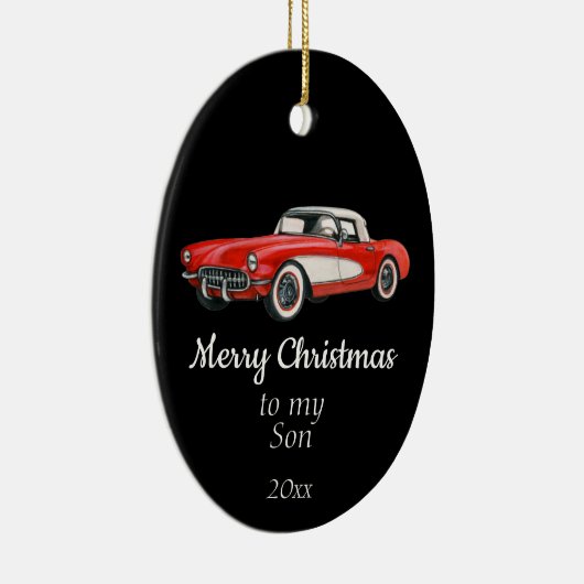 Aangepaste kersttintage auto keramisch ornament (Rechts)