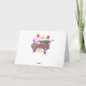 Aangepaste kersttintage-wagen en cadeautjes kaart (Achterkant)