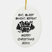 Aangepaste kersttrein Harde herhalingsofferte Keramisch Ornament (Voorkant)
