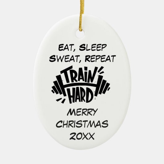 Aangepaste kersttrein Harde herhalingsofferte Keramisch Ornament (Voorkant)