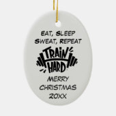 Aangepaste kersttrein Harde herhalingsofferte Keramisch Ornament (Achterkant)