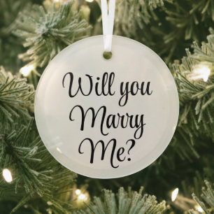 Aangepaste kersttrouwtekst Wil je met me trouwen  Glas Ornament