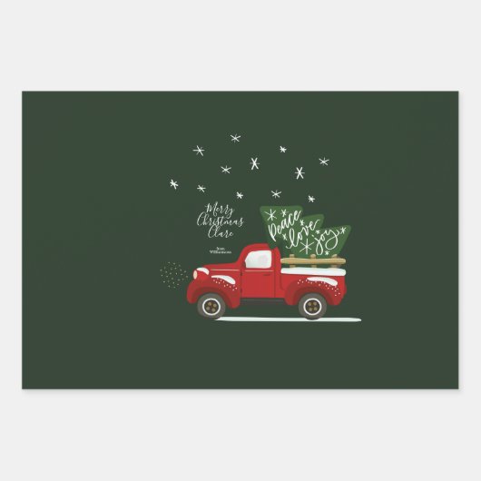 Aangepaste  kersttruckverdringing inpakpapier vel (Voorkant 2)