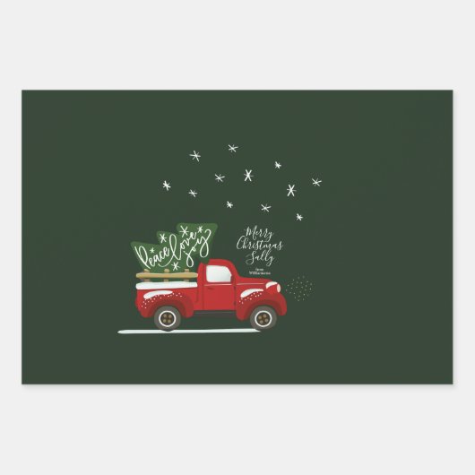 Aangepaste  kersttruckverdringing inpakpapier vel (Voorkant)