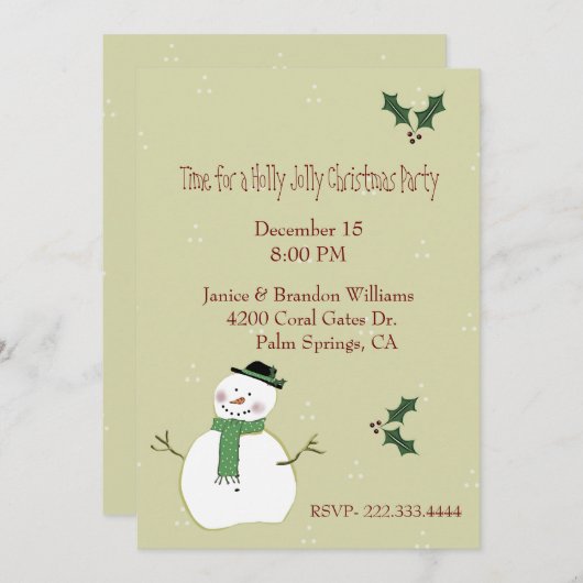 Aangepaste kerstuitnodiging kaart (Voorkant / Achterkant)