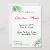 Aangepaste kerstuitnodiging voor groene en blauwe  kaart (Achterkant)