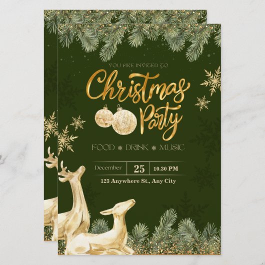 Aangepaste kerstuitnodigingen, kerstfeest kaart (Voorkant / Achterkant)