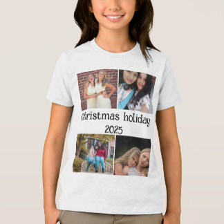 Aangepaste kerstvakantie 4 foto collage Tri-Blend shirt