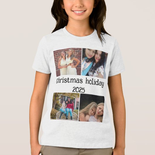 Aangepaste kerstvakantie 4 foto collage Tri-Blend shirt (Voorkant)
