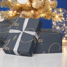 Aangepaste Kerstvakantie Blauw Goud Joy Gift Cadeaupapier
