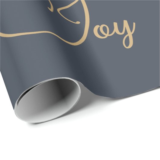 Aangepaste Kerstvakantie Blauw Goud Joy Gift Cadeaupapier (Rol Hoek)