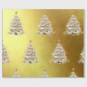 Aangepaste kerstvakantie Gold Tree Gift Cadeaupapier (Vlak)
