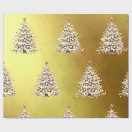 Aangepaste kerstvakantie Gold Tree Gift Cadeaupapier (Vlak)