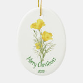 Aangepaste kerstvakantie met Californische papaver Keramisch Ornament (Achterkant)