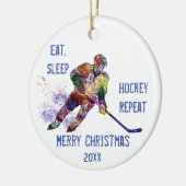 Aangepaste kerstvakantie met slaapstand-hockey Her Keramisch Ornament (Links)