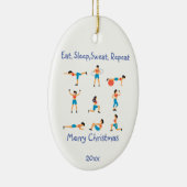 Aangepaste kerstvakantie Slaap-Sweat Herhaal Keramisch Ornament (Rechts)