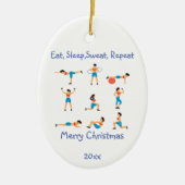 Aangepaste kerstvakantie Slaap-Sweat Herhaal Keramisch Ornament (Voorkant)