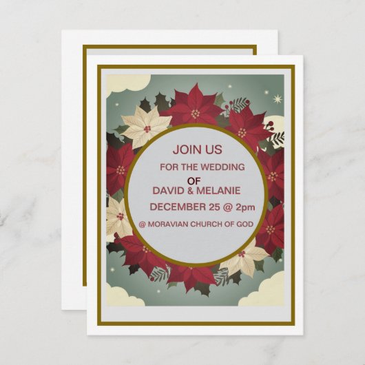 Aangepaste Kerstvakantie Trouw Uitnodiging (Voorkant / Achterkant)