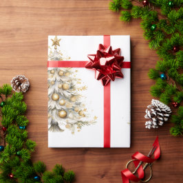 Aangepaste kerstvakantie White Tree Gift Cadeaupapier