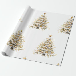 Aangepaste kerstvakantie White Tree Gift Cadeaupapier