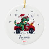 Aangepaste kerstverlichting met cute dinosaurus keramisch ornament (Voorkant)
