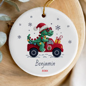 Aangepaste kerstverlichting met cute dinosaurus keramisch ornament
