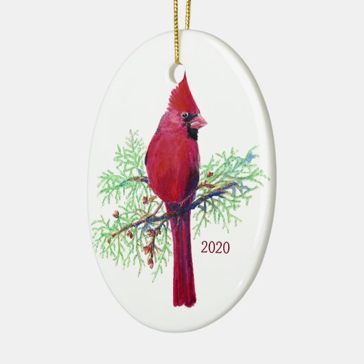 Aangepaste kerstversiering in kardinaal formaat keramisch ornament (Links)