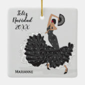 Aangepaste kerstversiering met Flamenco Keramisch Ornament (Achterkant)