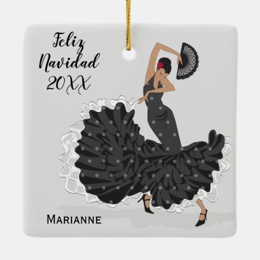 Aangepaste kerstversiering met Flamenco Keramisch Ornament (Achterkant)