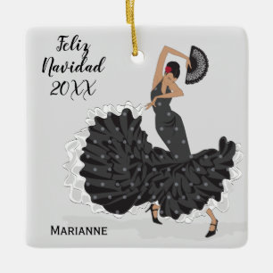 Aangepaste kerstversiering met Flamenco Keramisch Ornament