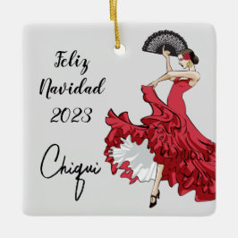 Aangepaste kerstversiering met Flamenco Keramisch Ornament