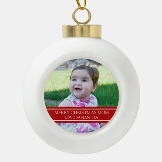 Aangepaste kerstversiering met foto mam keramische bal ornament (Voorkant)