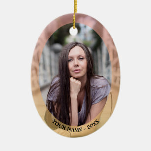 Aangepaste kerstversiering met foto-ovaal Lijst Keramisch Ornament
