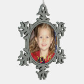 Aangepaste kerstversiering met foto Pewter Tin Sneeuwvlok Ornament (Links)