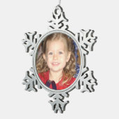 Aangepaste kerstversiering met foto Pewter Tin Sneeuwvlok Ornament (Rechts)