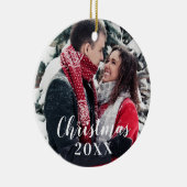 Aangepaste kerstversiering met foto's keramisch ornament (Rechts)