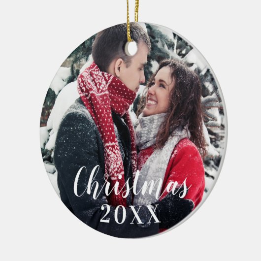 Aangepaste kerstversiering met foto's keramisch ornament (Links)