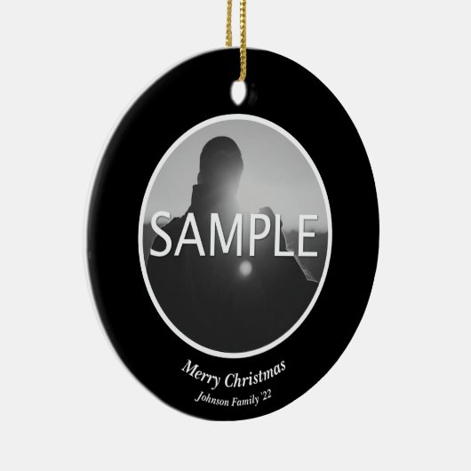 Aangepaste kerstversiering met foto's keramisch ornament (Rechts)