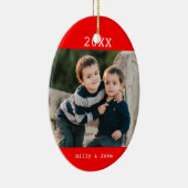 Aangepaste kerstversiering met foto's keramisch ornament (Rechts)